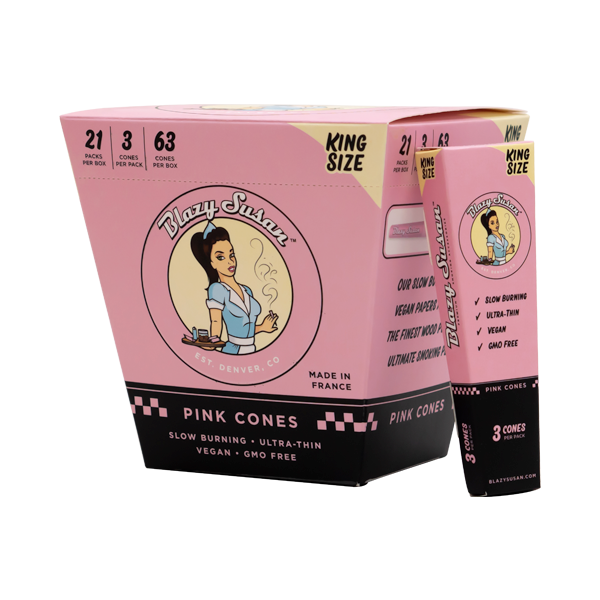 BLAZY SUSAN Pink Pre-Rolled Cones - King Size 3ct