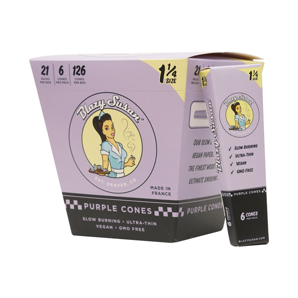 BLAZY SUSAN Purple Pre-Rolled Cones - 1 1/4 Size 6ct