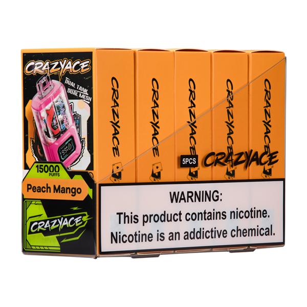 Peach Mango B1500 Crazy Aces Disposables Device For Wholesale 5-Pack
