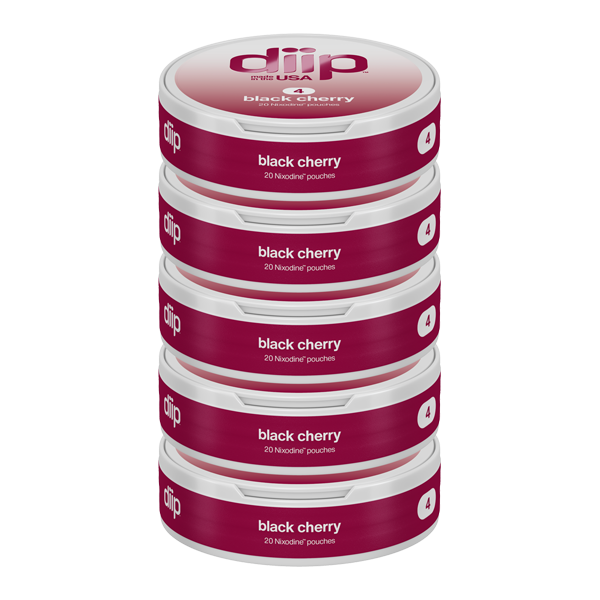 4 Black Cherry DIIP Reset Nixodine 5 pack of Pouches