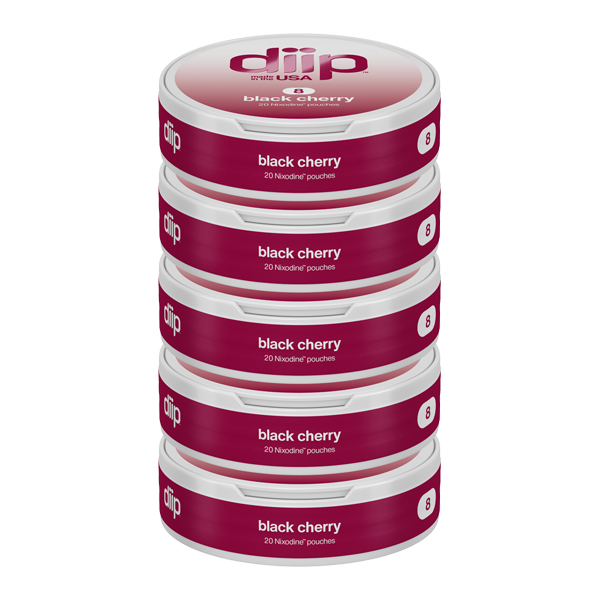 8 Black Cherry DIIP Reset Nixodine 5 pack of Pouches