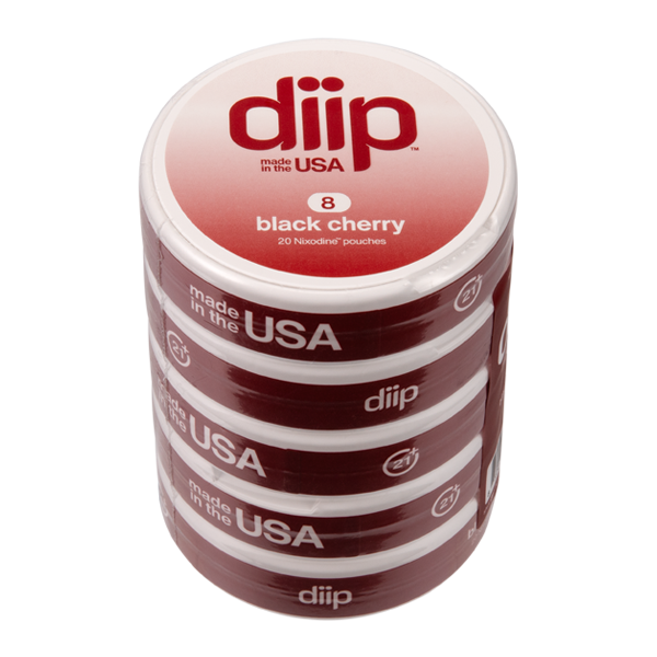5 pack of 8 Black Cherry DIIP Reset Nixodine Pouches