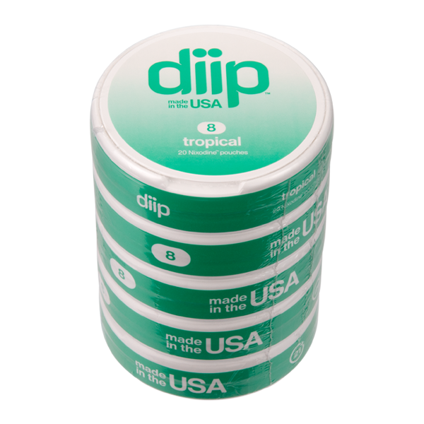 5 pack of 8 Tropical DIIP Reset Nixodine Pouches for Wholesale