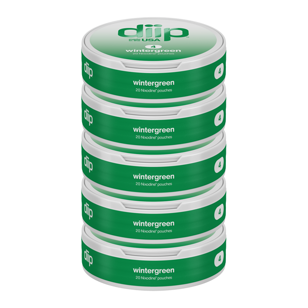 4 Wintergreen DIIP Reset Nixodine 5 pack of Pouches for Wholesale