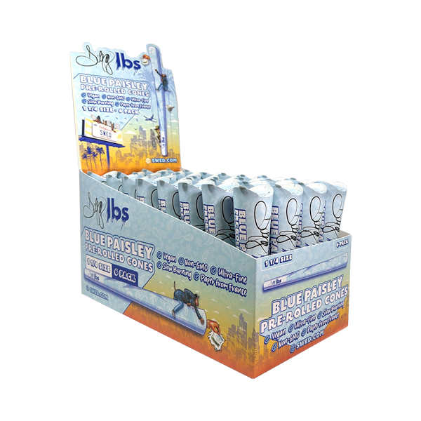 Blue Paisley Pre-Rolled Cones Dogg Lbs Rolling Papers- 1 1/4, 24Pk for Wholesale