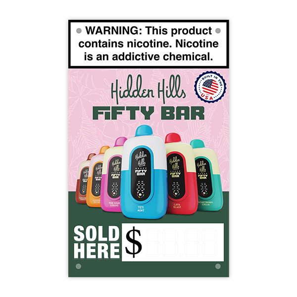 Hidden Hills X Fifty Bar 20K - Vinyl Banner