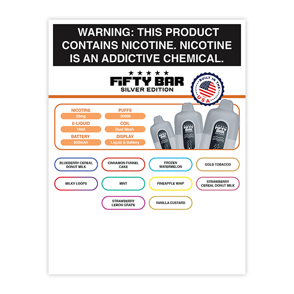 FIFTY BAR 20K 20mg Silver Series Lamination