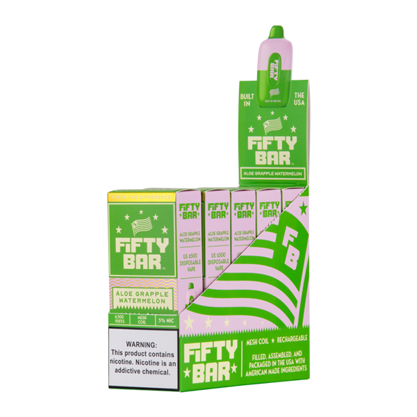 Aloe Grapple Watermelon Fifty Bar Vape 5-Pack Wholesale