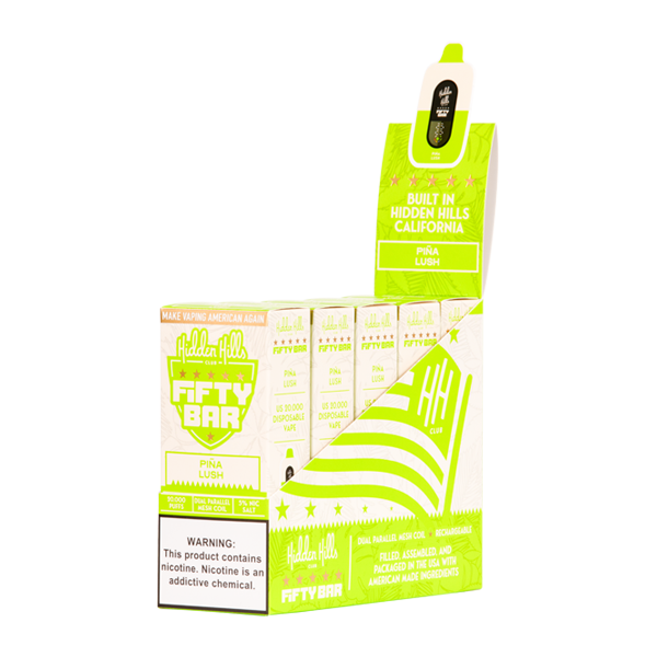 5 Pack of Pina Lush HIDDEN HILLS X Fifty bar 20K for Wholesale