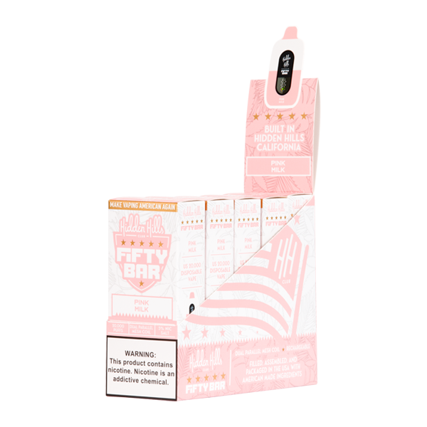 5 Pack of Pink Milk HIDDEN HILLS X Fifty Bar 20k for Wholesale