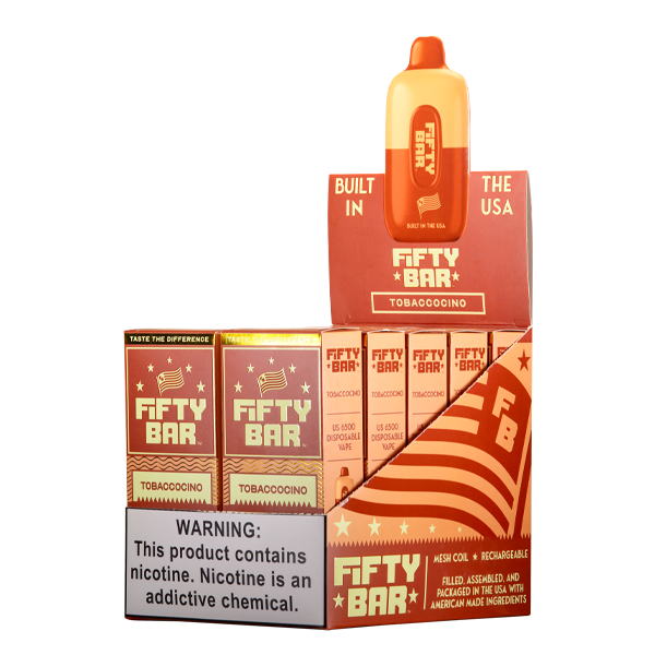 Tobaccocino Fifty Bar Vape 10-Pack for Wholesale