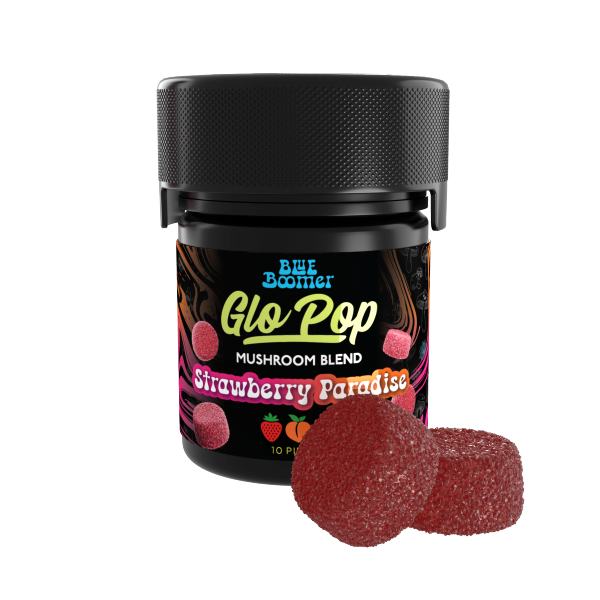 Strawberry Paradise Mushroom Gummies Jar by Glo Pop
