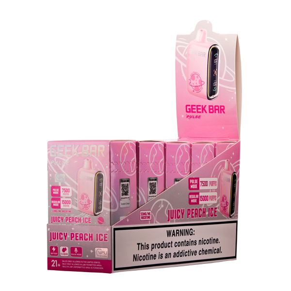 Juicy Peach Ice Geek Bar Pulse Wholesale Vapes 5-Pack