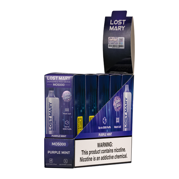 Purple Mint Lost Mary MO5000 (Glitter Edition) 5-Pack for Wholesale