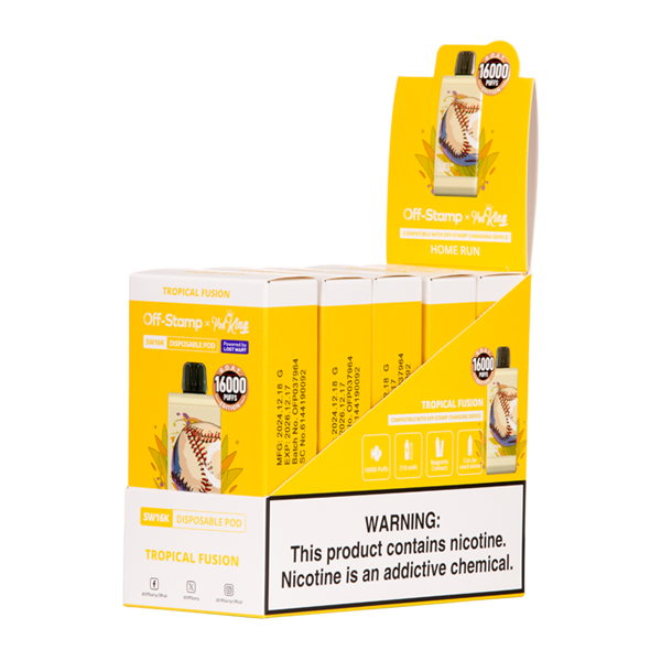 5 Pack of Tropical Fusion Off Stamp X PodKing SW16000 Disposable for Wholesale