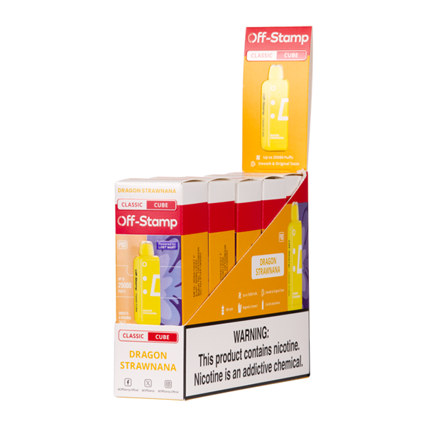 5 Pack of Dragon Strawnana Off Stamp Classic Cube Vape