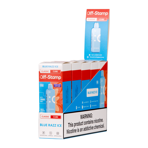 5 Pack of Blue Razz Ice Off Stamp Classic Cube Vape