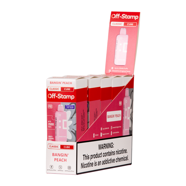 5 Pack of Bangin' Peach Off Stamp Classic Cube Vape