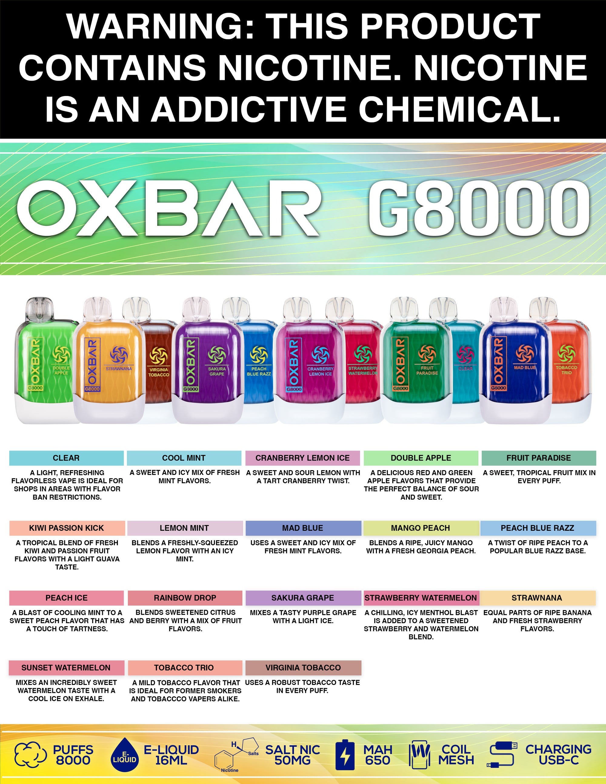 Oxbar G8000 Wholesale Vapes