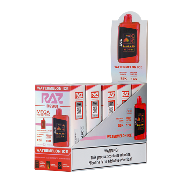 Watermelon Ice RAZ DC 25000 Vape 5-Pack For Wholesale