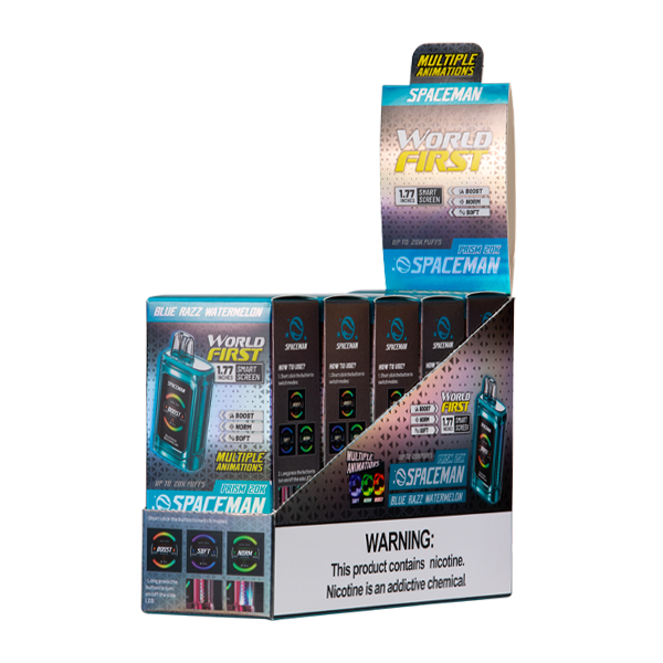 Blue Razz Watermelon Spaceman Prism 20k Vape 5-Pack for Wholesale
