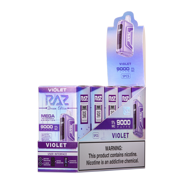 Violet RAZ TN9000 Vape 5-Pack for Wholesale