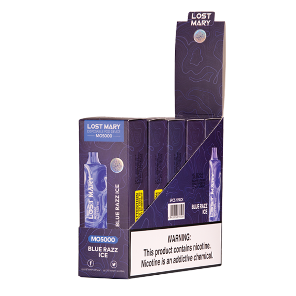 Blue Razz Ice Lost Mary MO5000 Disposable Vape for Wholesale 5-Pack
