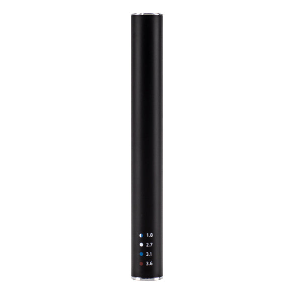 The rear side of the Black Slim Preheat, a concentrate vaporizer made for prefilled cartridges