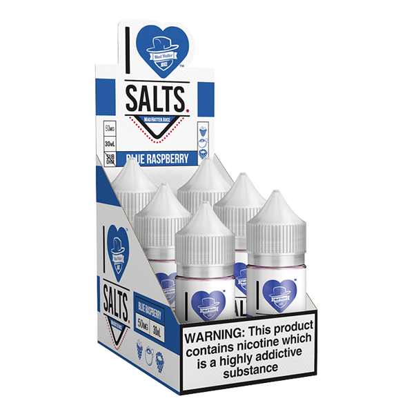 A fruity blue raspberry flavored eliquid made by I love salts, available for wholesale online