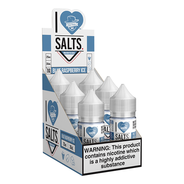 A sweet tasting iced blue raspberry vape juice flavor, shop in bulk for I love salts ejuice online