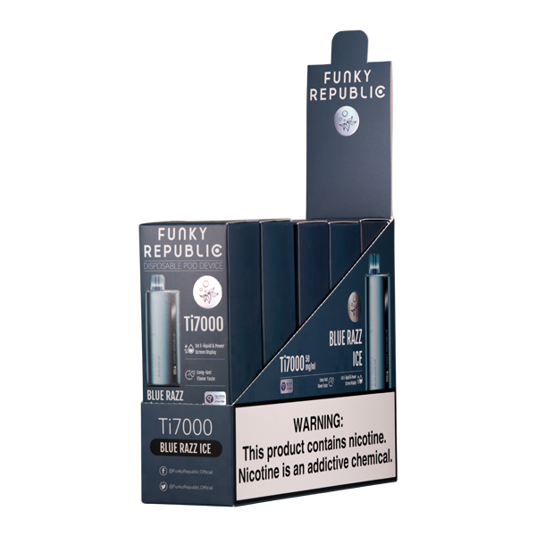 Blue Razz Ice Funky Republic Ti7000 Vape 10-Pack Wholesale