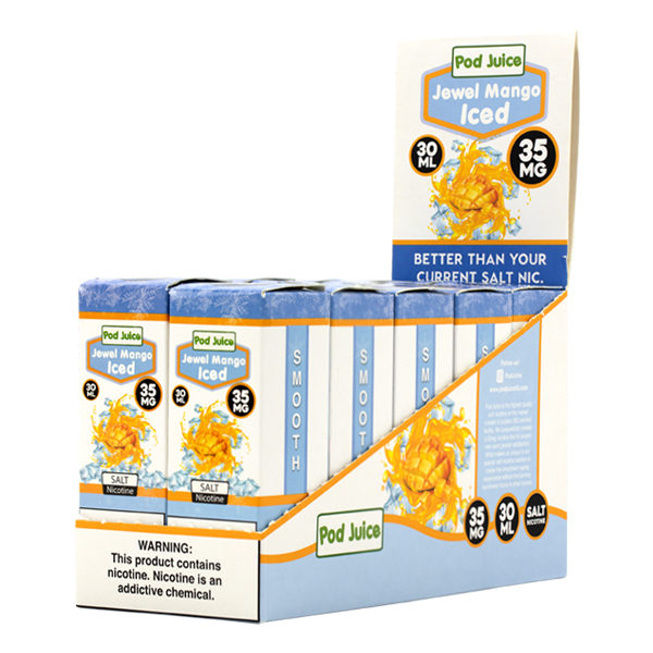 Browse the Jewel Mango Ice flavor by Pod Juice, available online at low wholesale prices