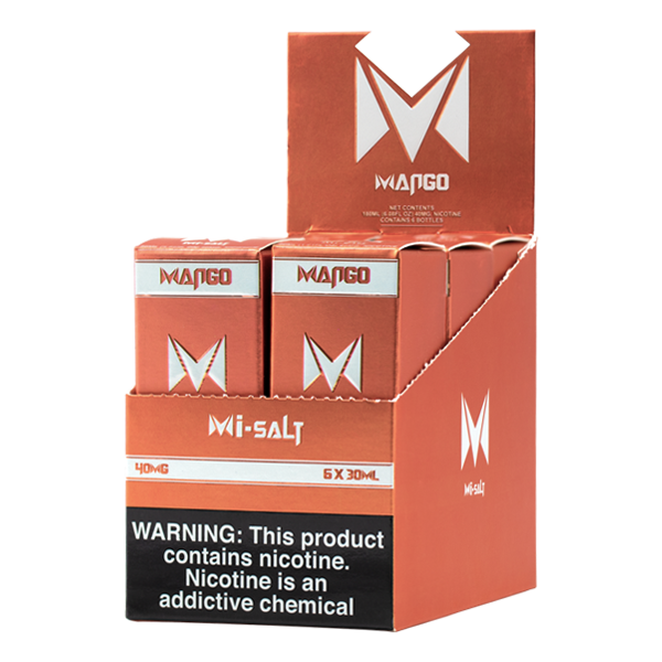A best selling fruity flavored vape juice, Mango Mi-Salts made with nicotine salts