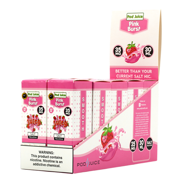 Find cheap prices on the Pink Burst flavor from Pod Juice, wholesale e-liquid made with nic salts