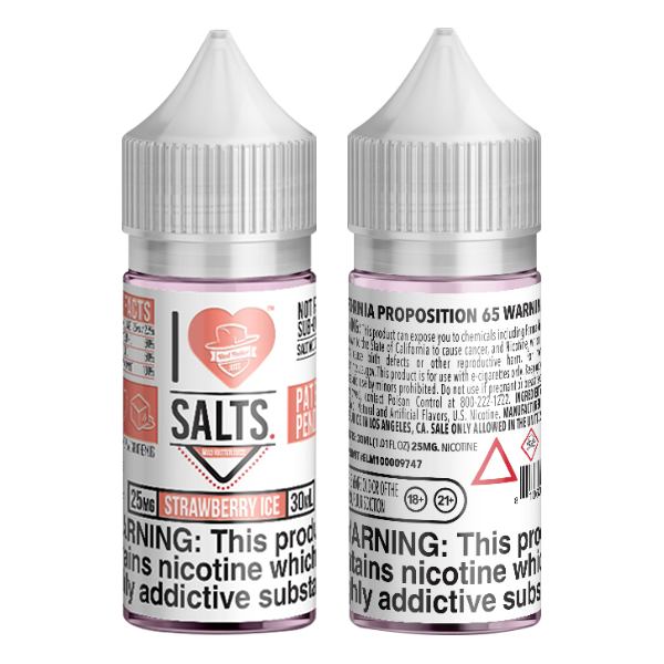 Menthol Strawberry vape juice by I Love Salts, available for online ordering for your vape shop