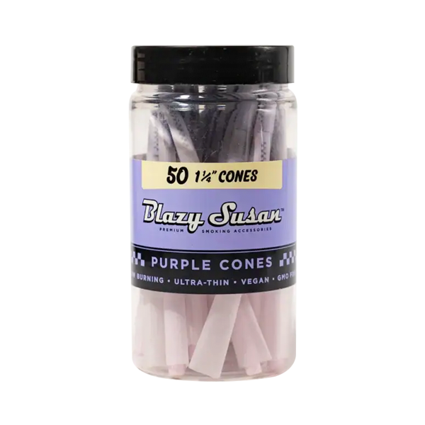 BLAZY SUSAN Purple Pre-Rolled Cones - 1 /1/4 Size 50ct Jar