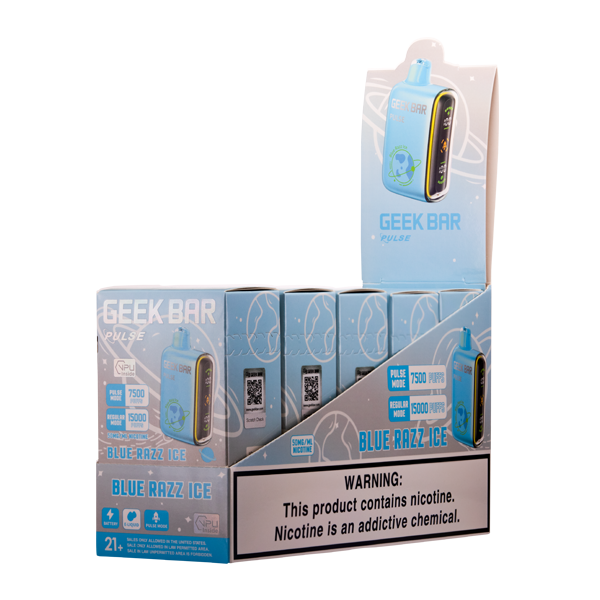 Blue Razz Ice Geek Bar Pulse Wholesale Vapes 5-Pack