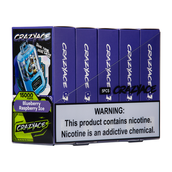 Blueberry Raspberry Ice CrazyAce B15000 for Wholesale 5-Pack