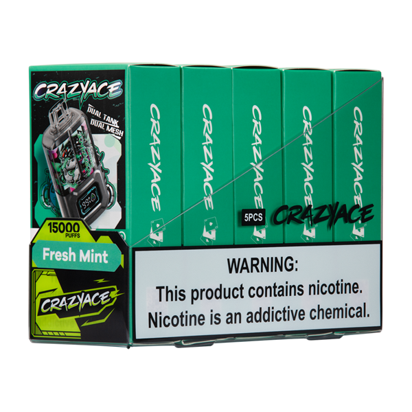 Fresh Mint B15000 Crazy Aces Disposables Device for Wholesale 5-Pack