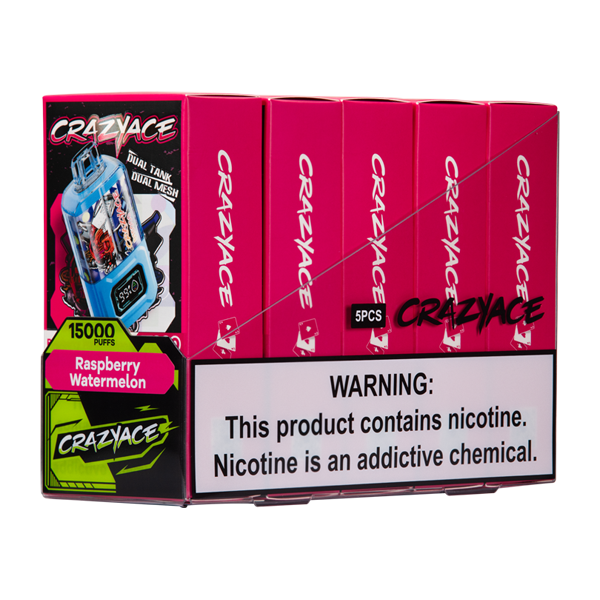 Raspberry Watermelon B15000 Crazy Aces Disposables Device for Wholesale 5-Pack