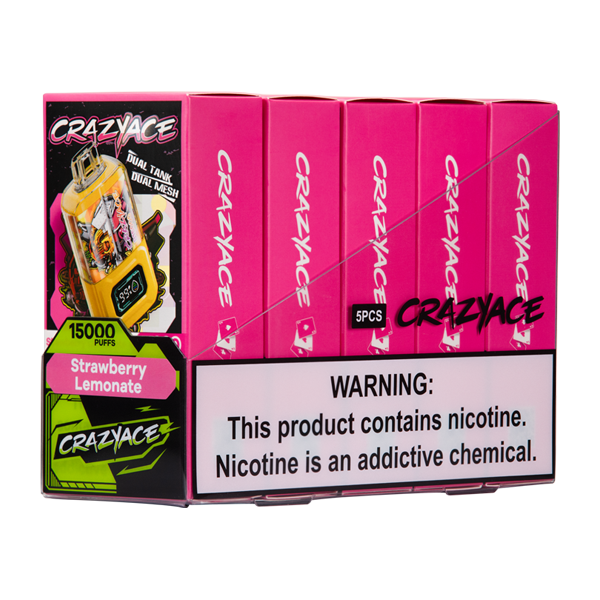 Strawberry Lemonade B15000 Crazy Aces Disposables Device 5-Pack for Wholesale