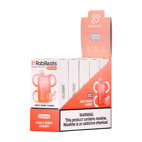 Crazy Berry Cherry Rabbeats RC10000 Vape 5-Pack for Wholesale