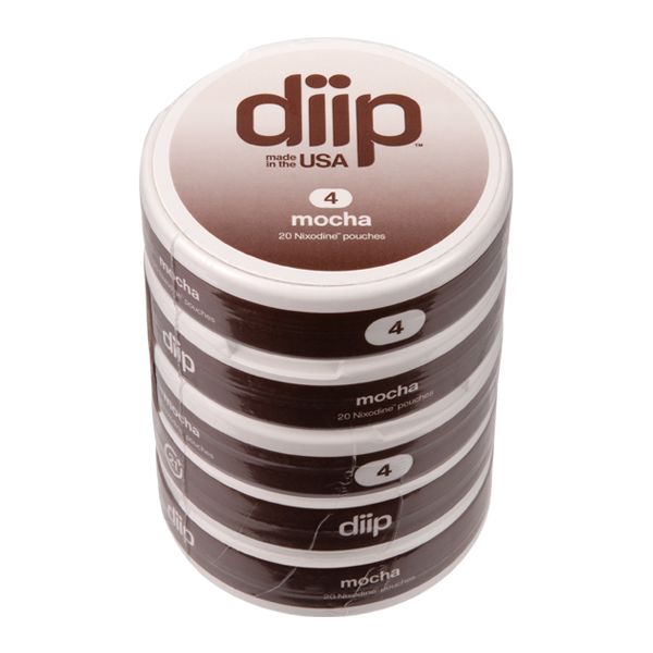 5 Pack of 4 Mocha DIIP Reset Nixodine Pouches for Wholesale