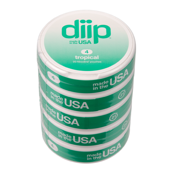 5 pack of 4 Tropical DIIP Reset Nixodine Pouches for Wholesale