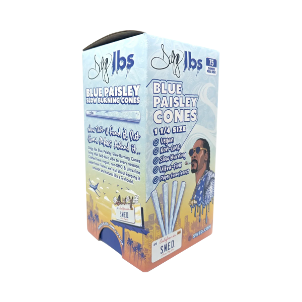 1-1/4 Size DOGG LBS Blue Paisley Pre-Rolled Cones 75 Pack for Wholesale