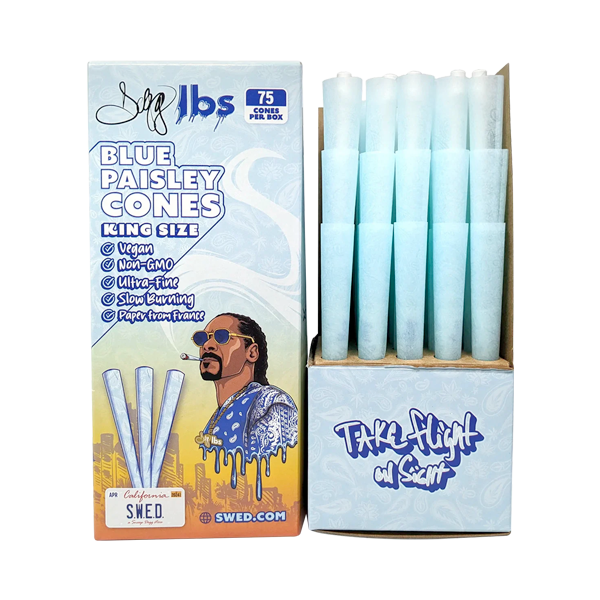 King Size DOGG LBS Blue Paisley Pre-rolled Cones 75 Pack for Wholesale- A2