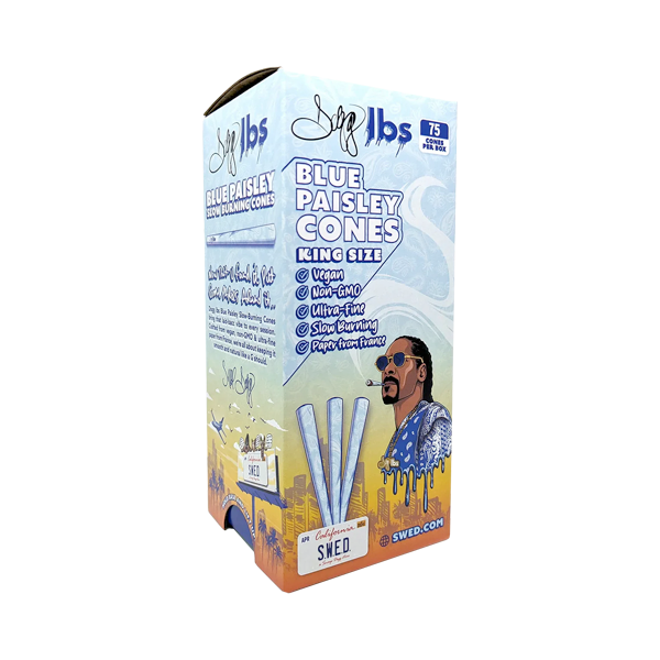 King Size DOGG LBS Blue Paisley Pre-rolled Cones 75 Pack for Wholesale