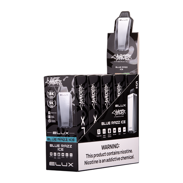 Blue Razz Ice ELUX Cyberover Vape 5-Pack for Wholesale