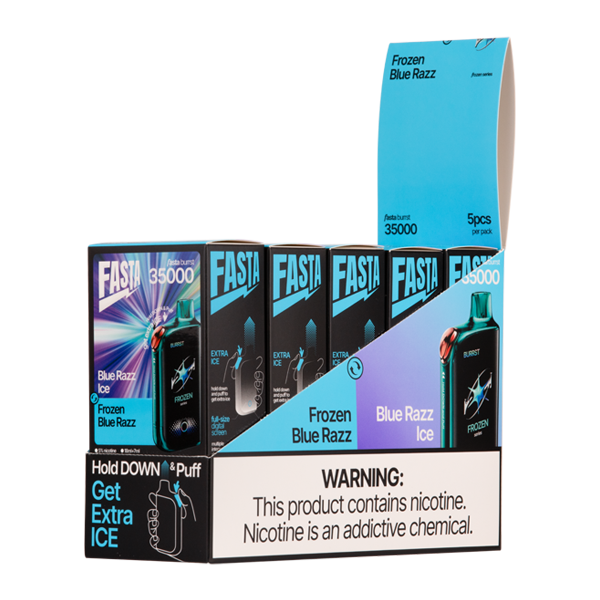 Blue Razz Ice / Frozen Blue Razz Fasta Burrst 35000 Vape 5 pack