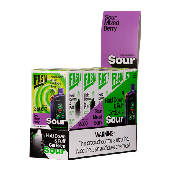 5 pack of Sour Mixed Berry FASTA Burrst 35000 SOUR EDITION